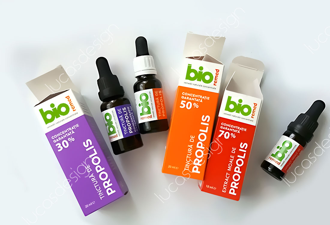 design brand apicole bioremed - cutii tinctura de propolis