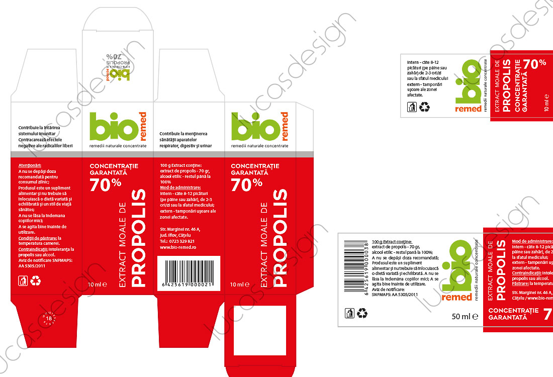 design brand apicole bioremed - print Packaging tinctura de propolis