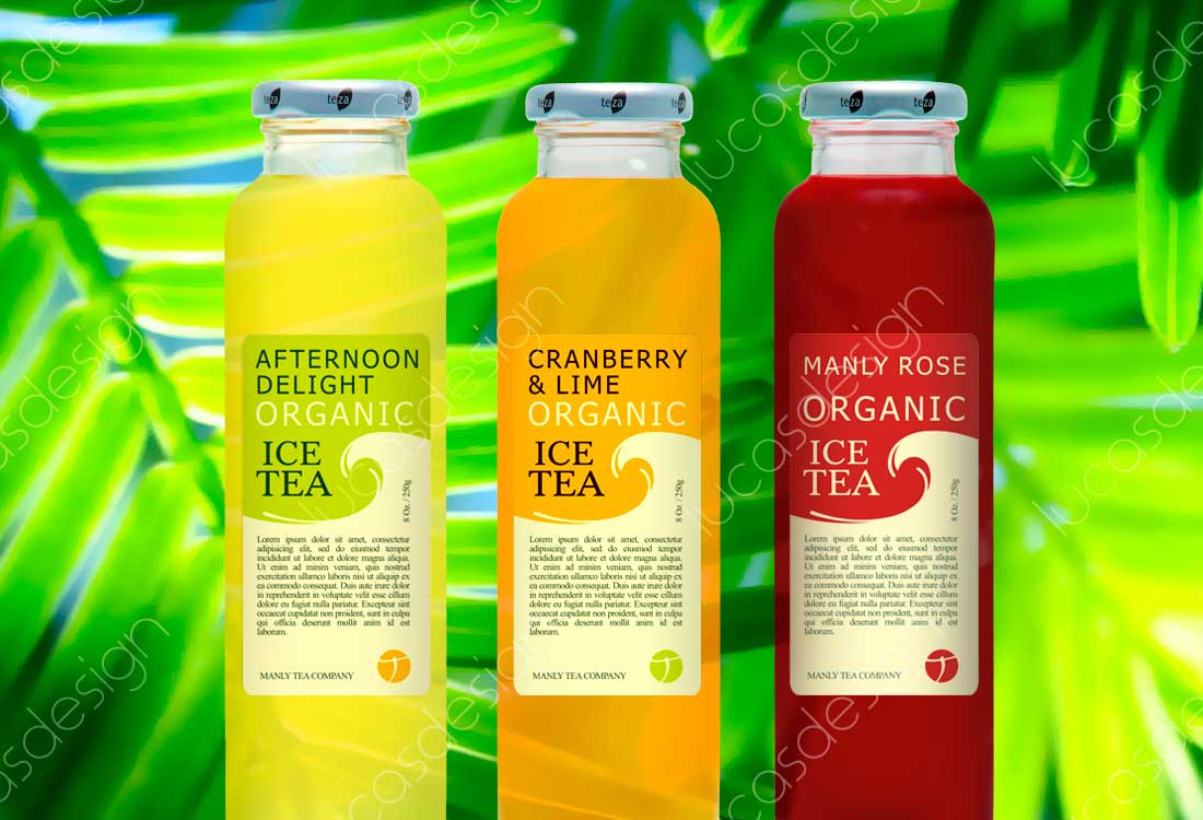 design eticheta sticla ceai organic