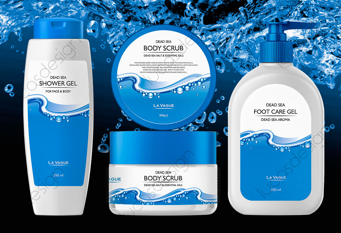 LA VAGUE grafica eticheta cosmetice scrub gel creme
