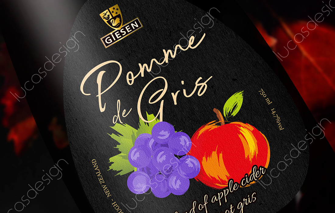 pomme de gris eticheta sampanie vin new zealand