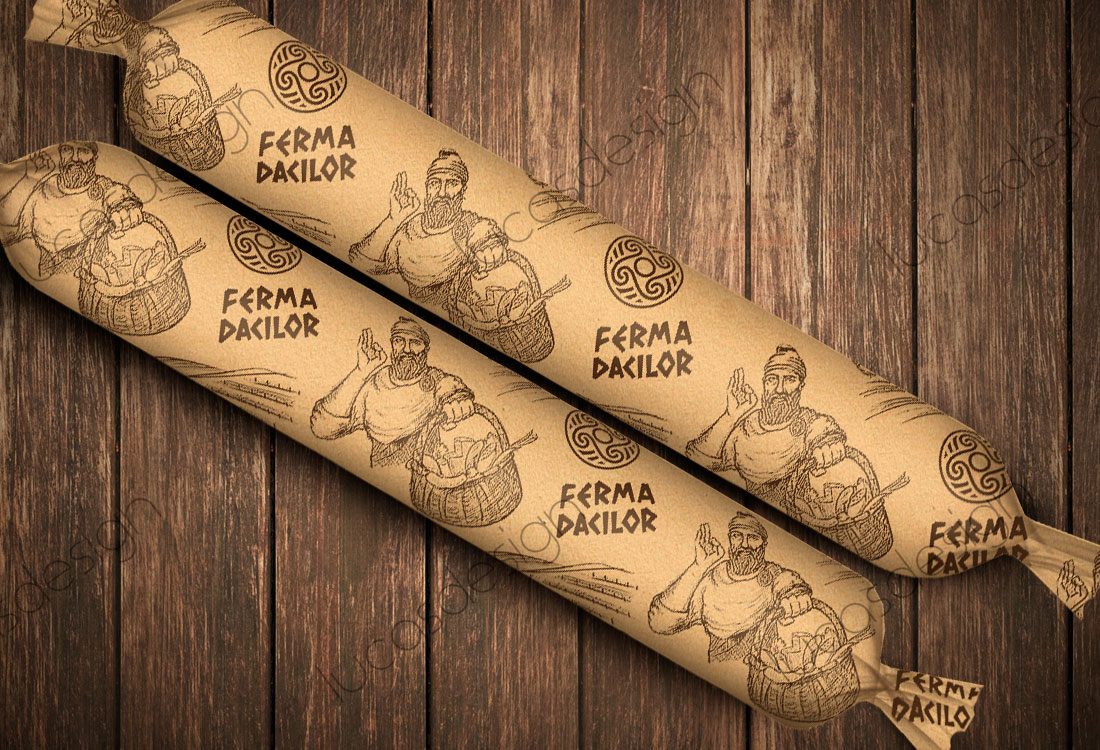 hartie ambalat carnati mezeluri salam ferma dacilor