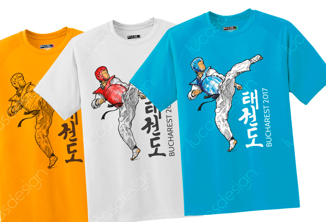 taekwondo tricouri design sport echipament imprimari federatie