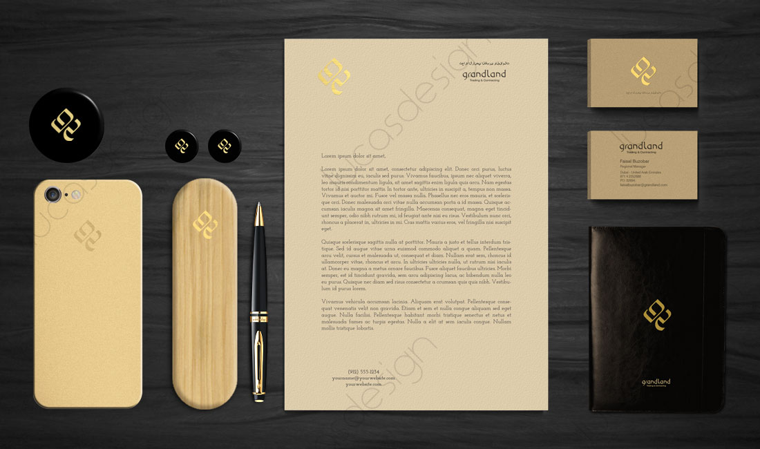 grand land logo design folder carti de vizita grafica