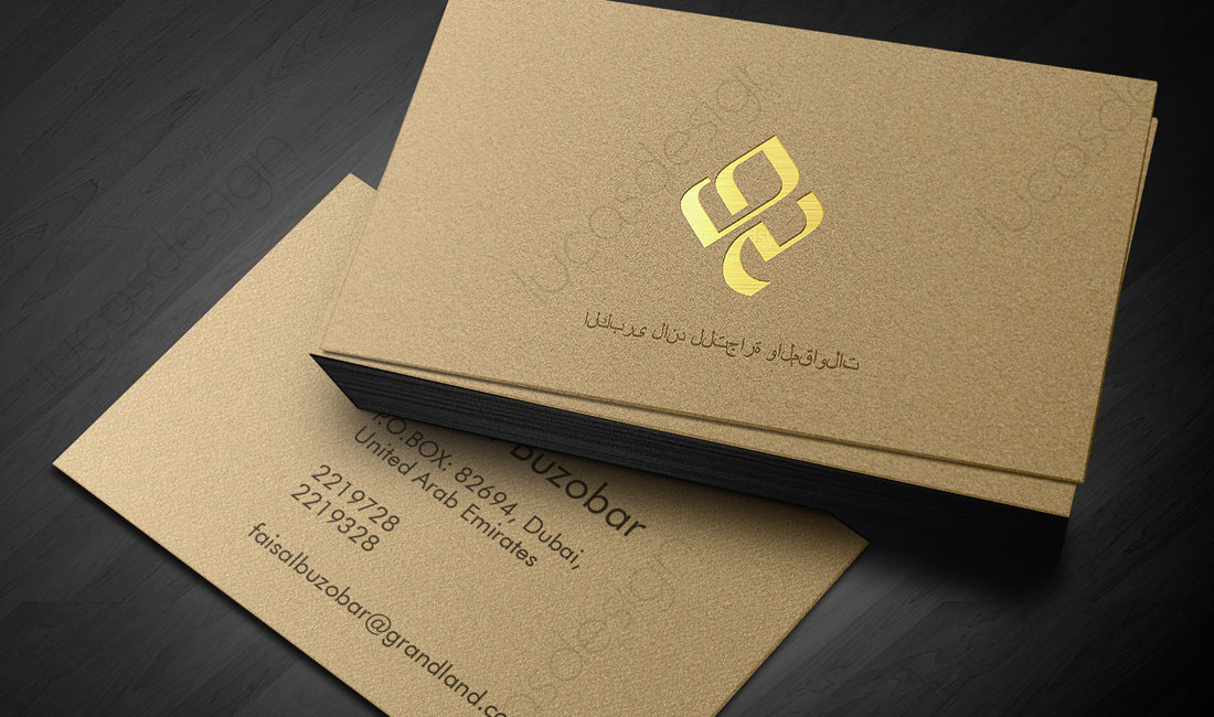grand land logo design folder carti de vizita grafica